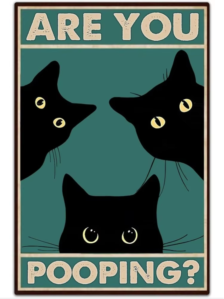 Home Bathroom Furniture - Vintage Decor Black Cat Wall Art