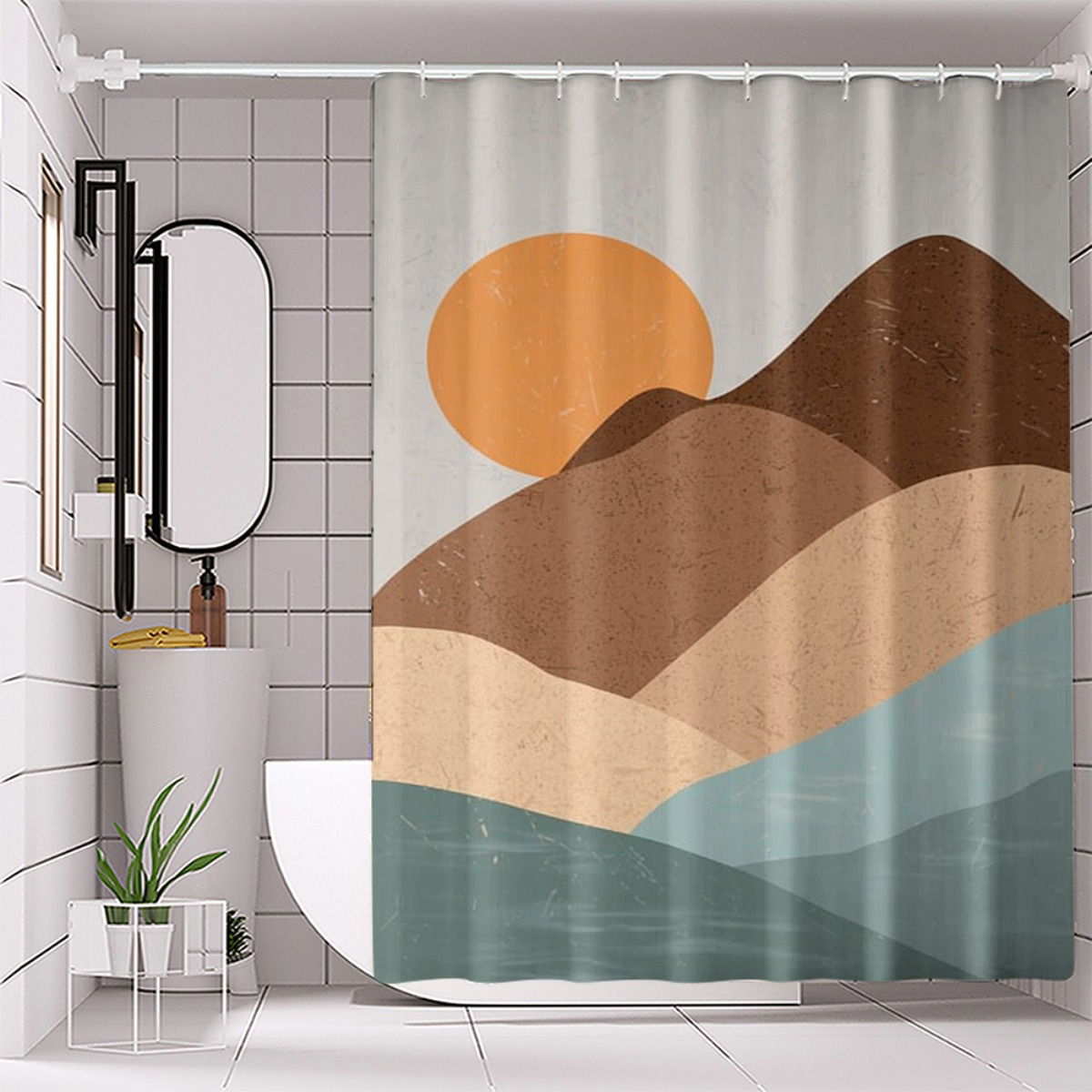 4pc Abstract Landscape and Sun - огляд і ціна Home Bathroom Partition