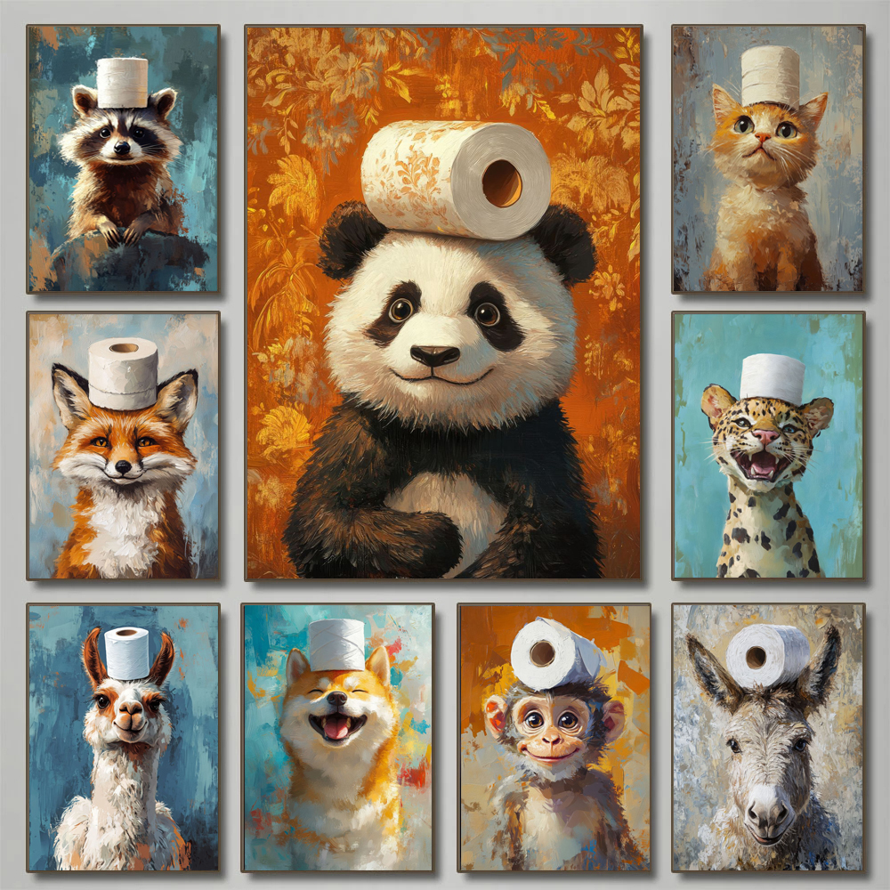 Cartoon Cute Funny Animals wit - огляд і ціна Home Bathroom Pictures