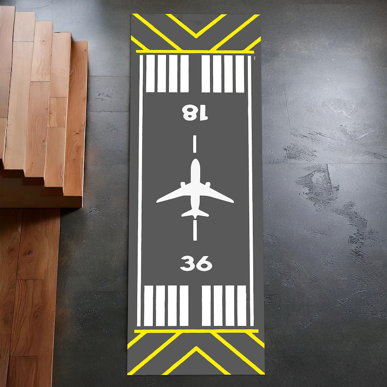 Gray Runway Airplane Rug Pilot - огляд і ціна Jet Home Bathroom