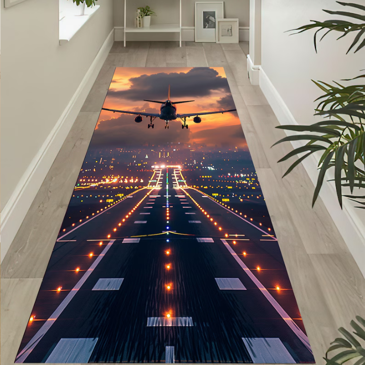 Gray Runway Airplane Rug Pilot - огляд і ціна Jet Home Bathroom