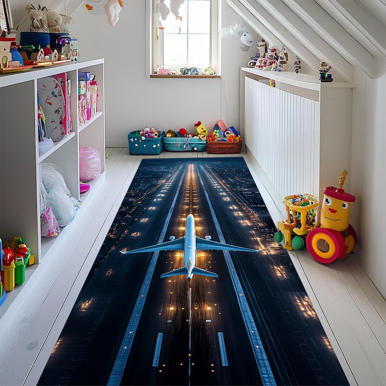 Gray Runway Airplane Rug Pilot - огляд і ціна Jet Home Bathroom