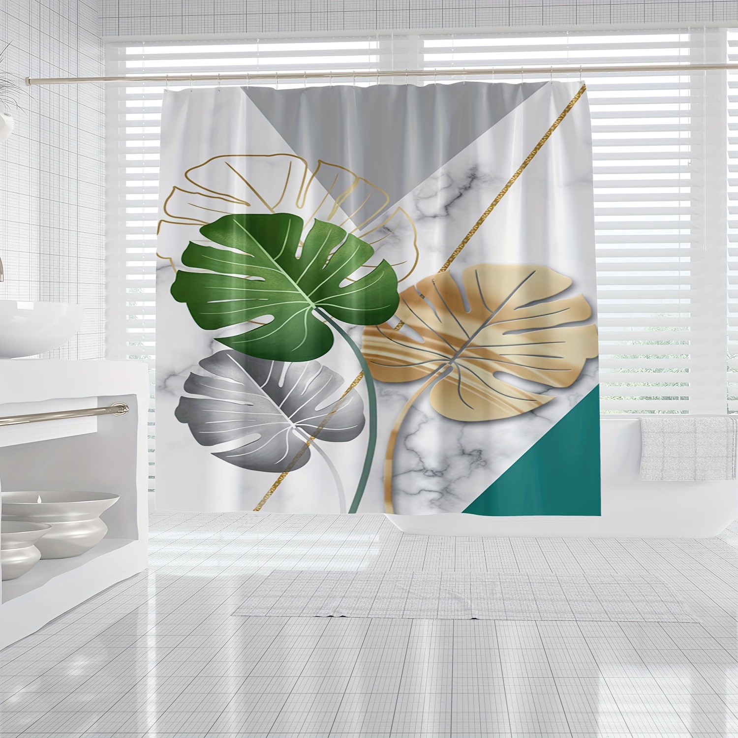 1pc Marble Leaf Pattern Shower - огляд і ціна Home Bathroom Partition