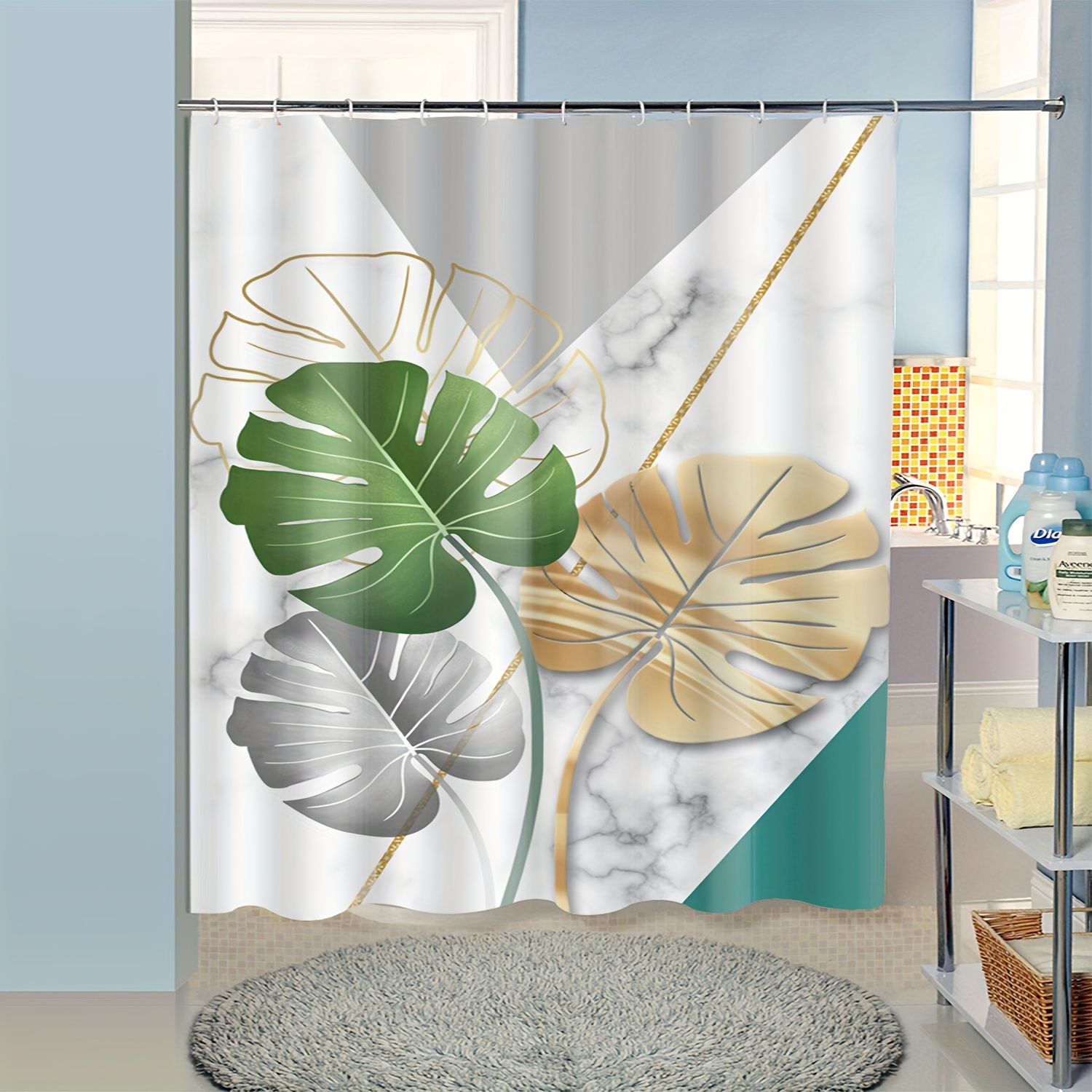 1pc Marble Leaf Pattern Shower - огляд і ціна Home Bathroom Partition