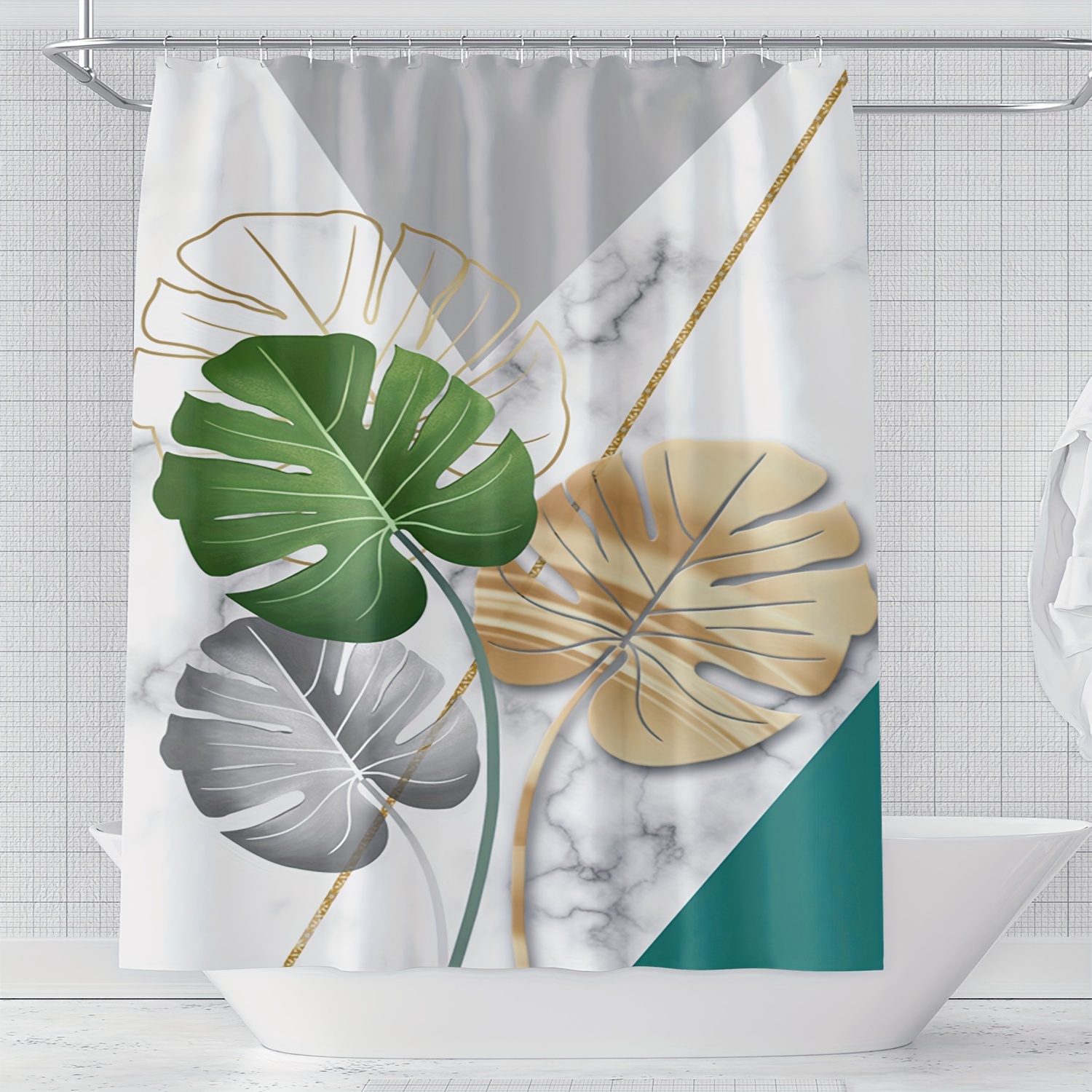 1pc Marble Leaf Pattern Shower - огляд і ціна Home Bathroom Partition