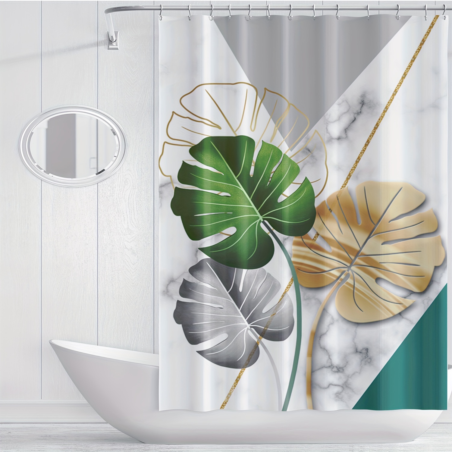 1pc Marble Leaf Pattern Shower - огляд і ціна Home Bathroom Partition