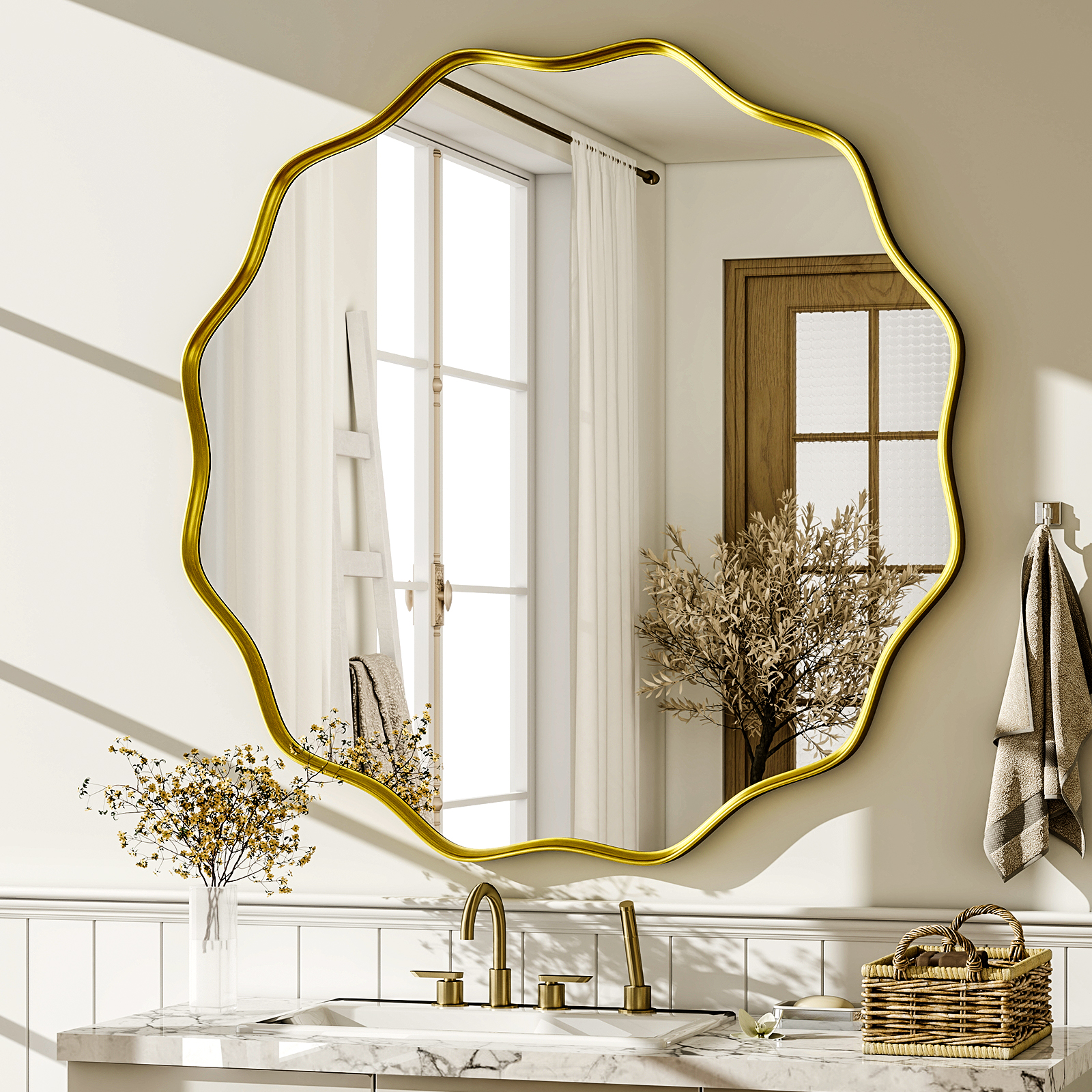 Wavy Round Bathroom Mirror Dec - огляд і ціна Home Bathroom Furniture