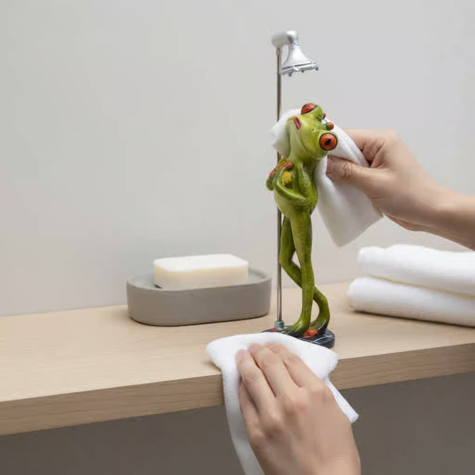 Showering Frog Figurine Novelt - огляд і ціна Home And Bathroom
