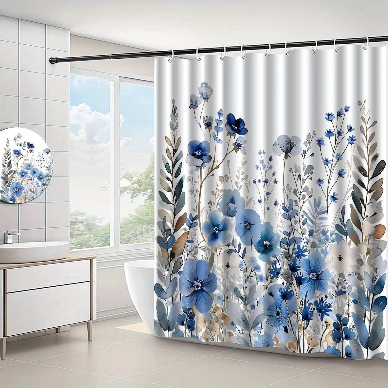 Watercolor Floral Plant Shower - огляд і ціна Home Bathroom Partition