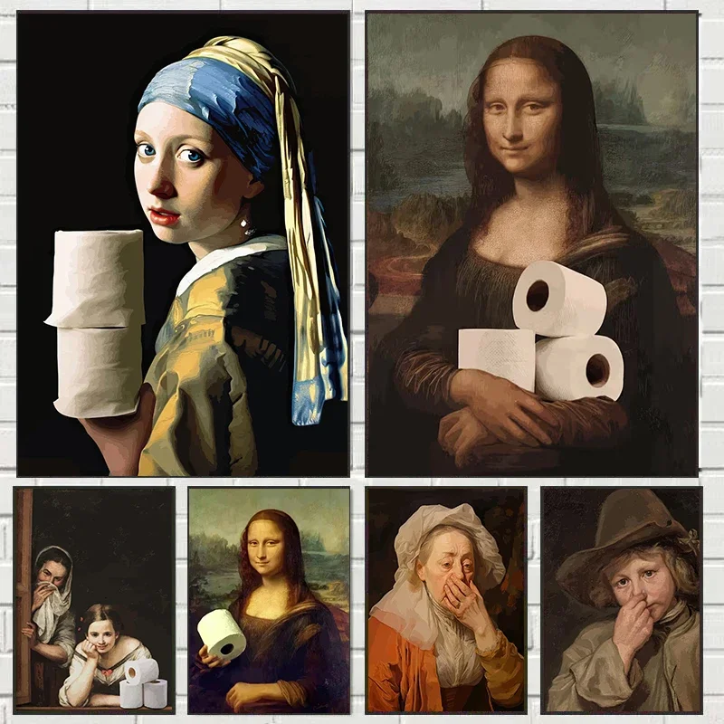 Funny Mona Lisa Wearing Pearls - огляд і ціна Home Bathroom Pictures