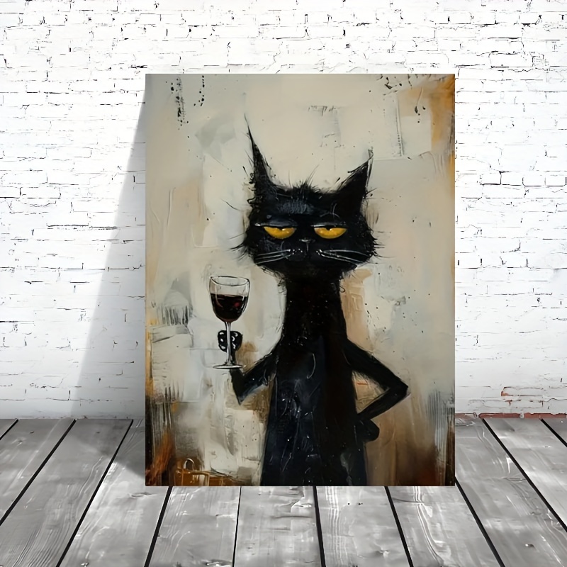 Chic Black Cat Art Canvas Prin - огляд і ціна Home Bathroom Pictures
